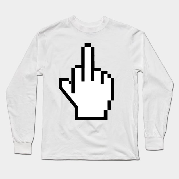 8 Bit Middle Finger Long Sleeve T-Shirt by julieerindesigns